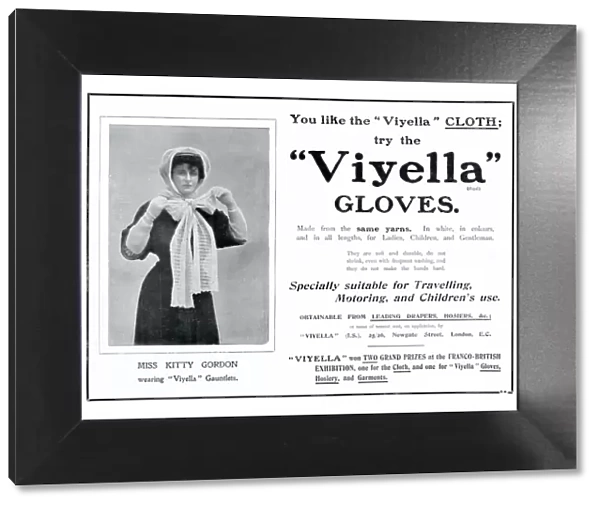 Advert for Viyella, womens motoring headscarf 1908