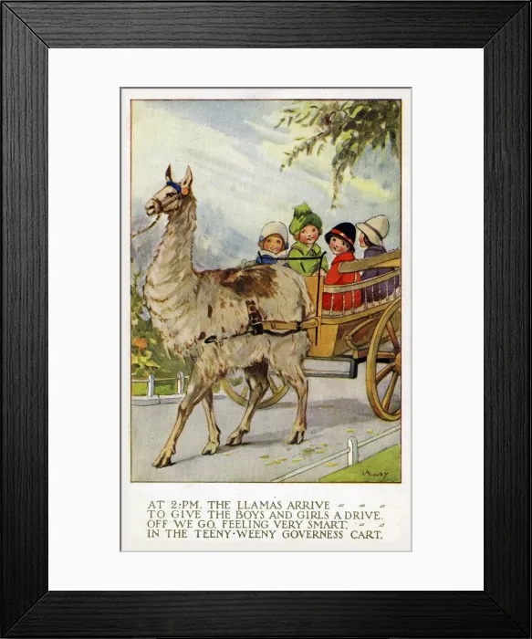 Framed Print : LA Govey. Riding in the llama cart Framed Print : LA Govey. Riding in the llama cart