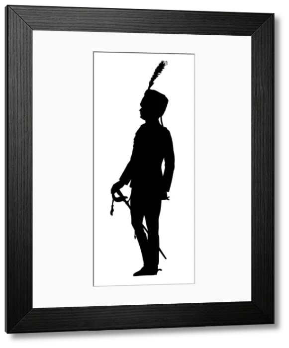 Framed Print : Silhouette of a soldier in ceremonial uniform Framed Print : Silhouette of a soldier in ceremonial uniform