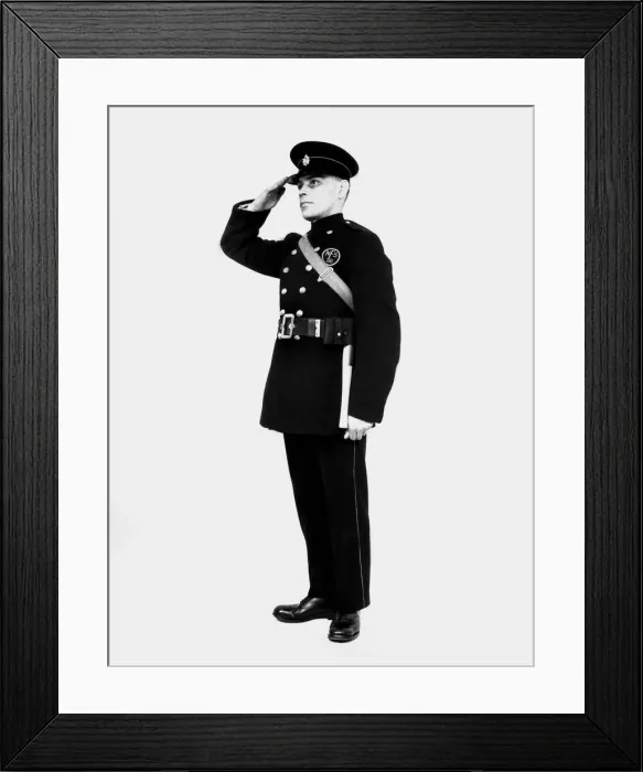 Framed Print : Firefighter wearing NFS uniform, WW2 Framed Print : Firefighter wearing NFS uniform, WW2