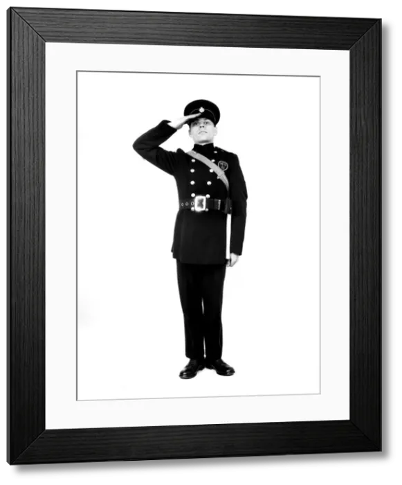 Framed Print : Firefighter wearing NFS uniform, WW2 Framed Print : Firefighter wearing NFS uniform, WW2