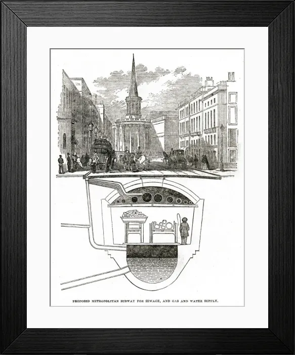 Framed Print : Proposed Metropolitan subway under London streets 1853 Framed Print : Proposed Metropolitan subway under London streets 1853