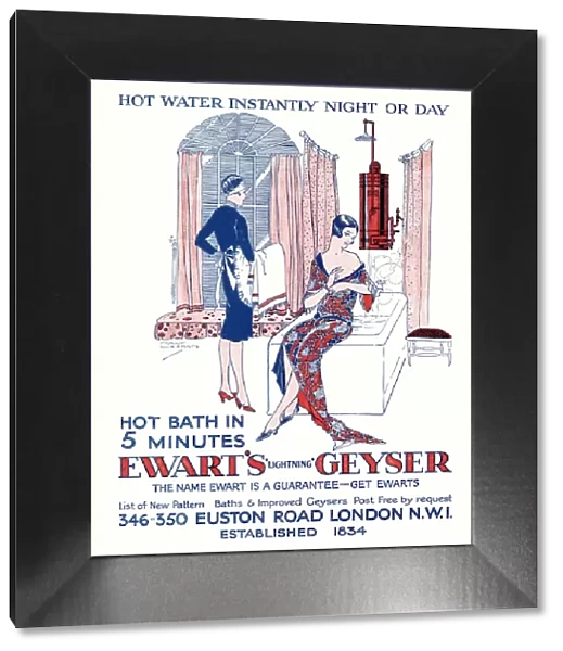 Advert for Ewarts Geyser hot water 1928