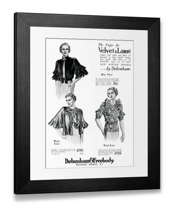Framed Print : Advert for Debenham & Freebody womens clothing 1934 Advert for Debenham & Freebody Framed Print : Advert for Debenham & Freebody womens clothing 1934 Advert for Debenham & Freebody