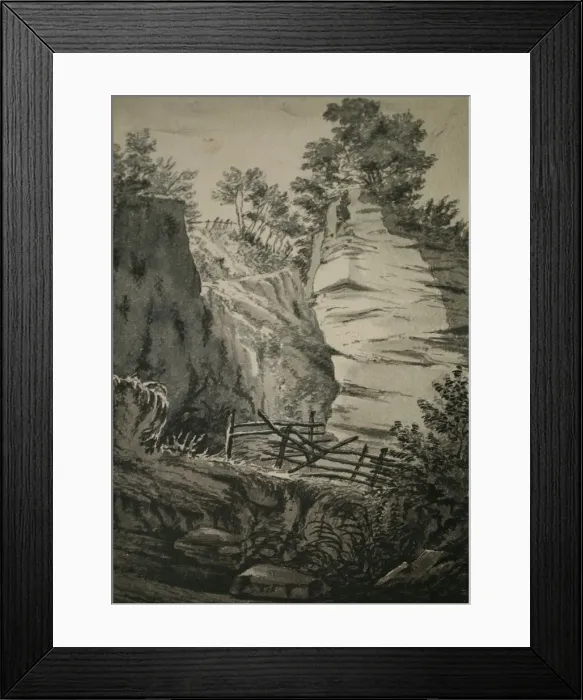 Framed Print : Country scene with trees and rocks Framed Print : Country scene with trees and rocks