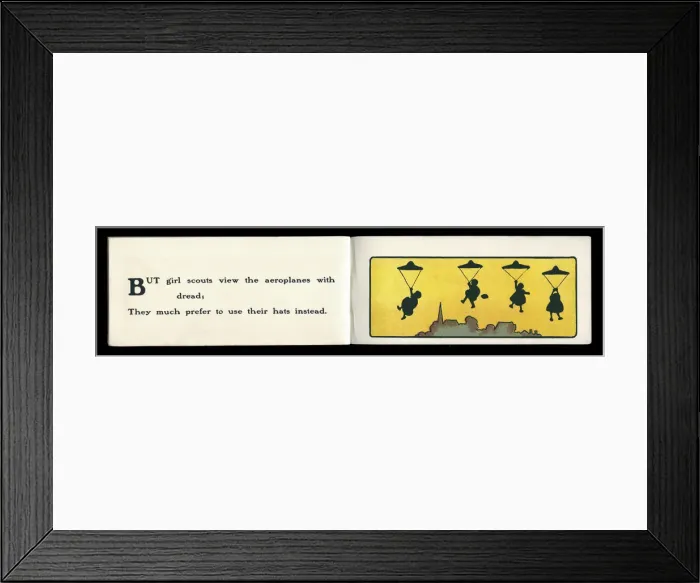 Framed Print : Baby Scouts -- parachuting with hats Framed Print : Baby Scouts -- parachuting with hats