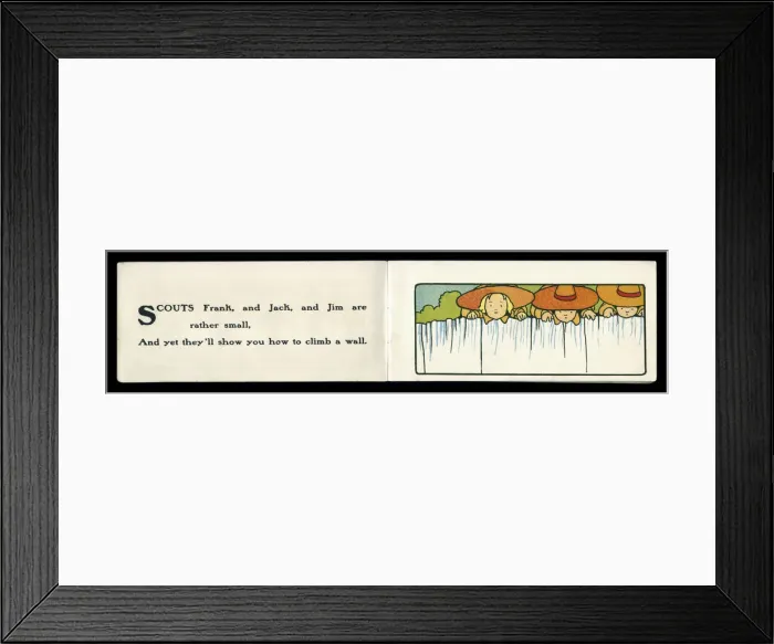 Framed Print : Baby Scouts -- climbing a wall Framed Print : Baby Scouts -- climbing a wall