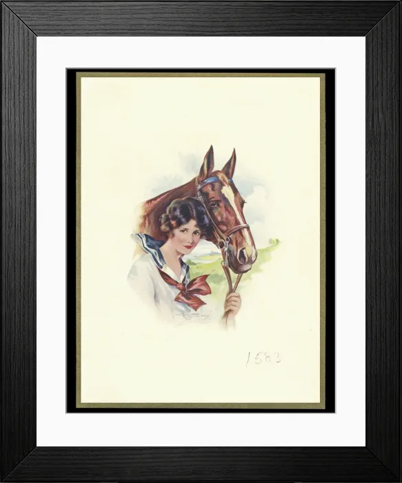 Framed Print : Chocolate box design, lady and horse Framed Print : Chocolate box design, lady and horse