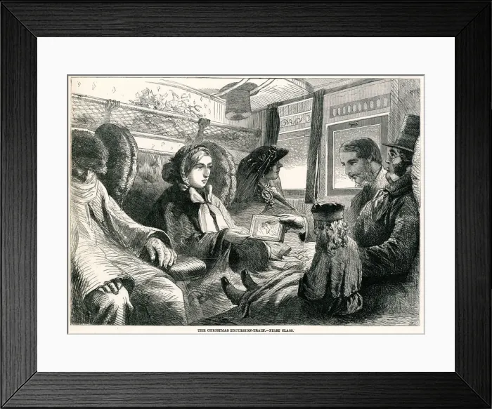 Framed Print : First class passengers going home for Christmas 1859 Framed Print : First class passengers going home for Christmas 1859