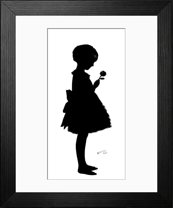Framed Print : Silhouette of girl with flower Framed Print : Silhouette of girl with flower