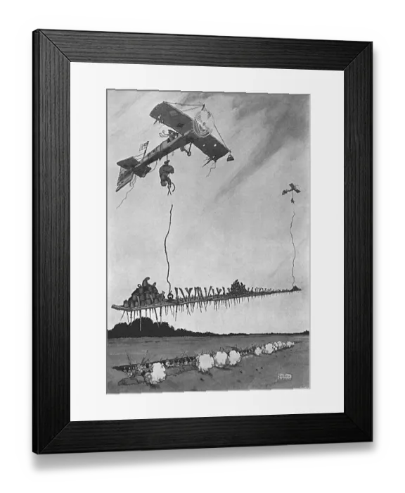 Framed Print : Patent Applied For, Heath Robinson WW1 cartoon Framed Print : Patent Applied For, Heath Robinson WW1 cartoon