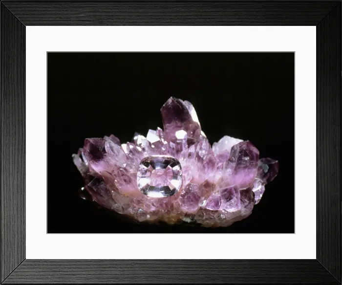 Framed Print : Amethyst is the purple variety of quartz (silicon dioxide) and is a popular gemstone Framed Print : Amethyst is the purple variety of quartz (silicon dioxide) and is a popular gemstone