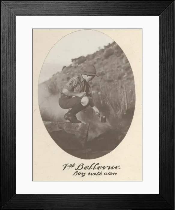 Framed Print : 1st Bellevue Scout with can, South Africa Framed Print : 1st Bellevue Scout with can, South Africa