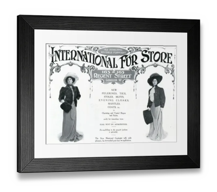 Framed Print : Advert for International Fur Store 1908 Framed Print : Advert for International Fur Store 1908