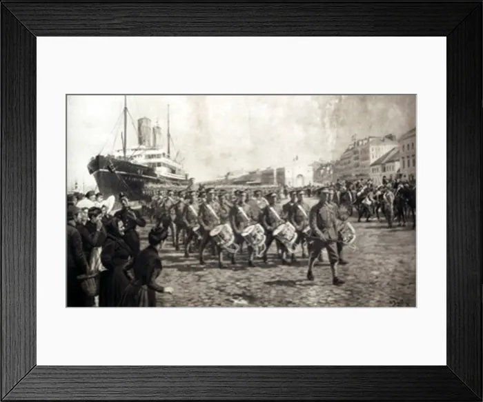 Framed Print : British Expeditionary Force landing in France August 1914 Framed Print : British Expeditionary Force landing in France August 1914