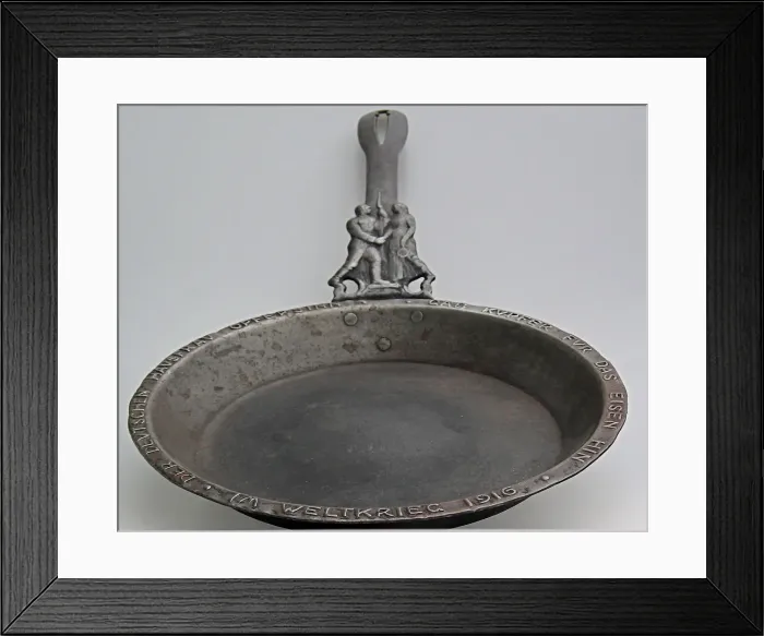 Framed Print : A patriotic cast iron frying pan with German soldier Framed Print : A patriotic cast iron frying pan with German soldier