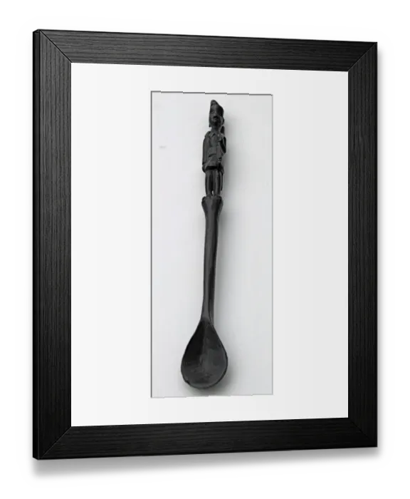 Framed Print : Hand-carved WWI African Black Wood Askari soldier - spoon Framed Print : Hand-carved WWI African Black Wood Askari soldier - spoon