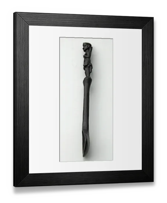 Framed Print : Hand-carved WWI African Black Wood Askari soldier - spoon Framed Print : Hand-carved WWI African Black Wood Askari soldier - spoon