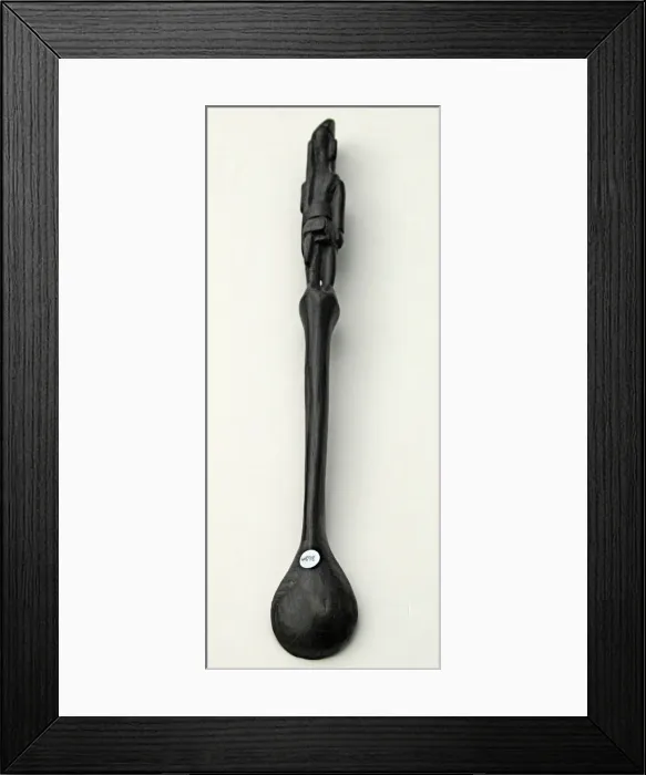 Framed Print : Hand-carved WWI African Black Wood Askari soldier - spoon Framed Print : Hand-carved WWI African Black Wood Askari soldier - spoon
