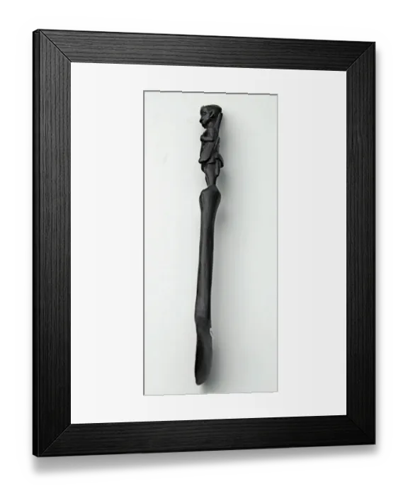 Framed Print : Hand-carved WWI African Black Wood Askari soldier - spoon Framed Print : Hand-carved WWI African Black Wood Askari soldier - spoon