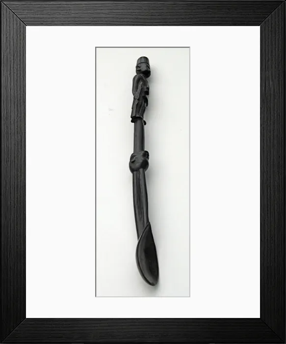 Framed Print : Hand-carved WWI African Black Wood Askari soldier - spoon Framed Print : Hand-carved WWI African Black Wood Askari soldier - spoon