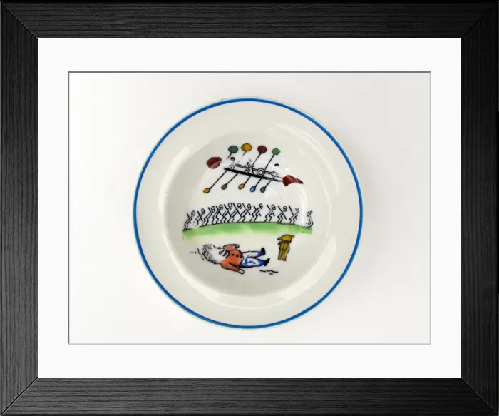 Framed Print : Nursery plate hand-painted - design by Daisy Makeig-Jones Framed Print : Nursery plate hand-painted - design by Daisy Makeig-Jones