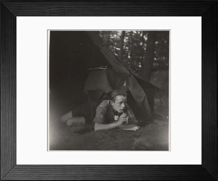 Framed Print : German boy scout in a tent at camp Framed Print : German boy scout in a tent at camp