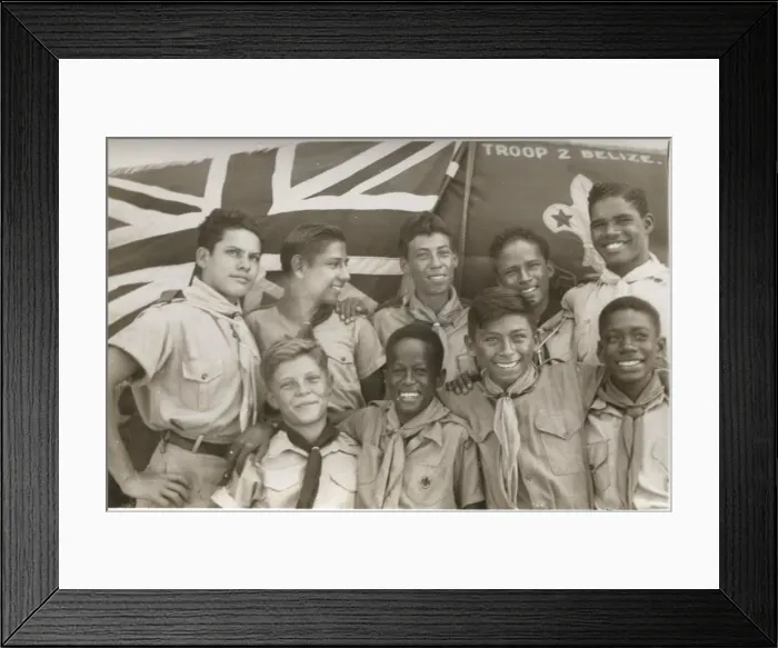 Framed Print : Group photo, boy scouts at Loyola Camp, British Honduras Framed Print : Group photo, boy scouts at Loyola Camp, British Honduras