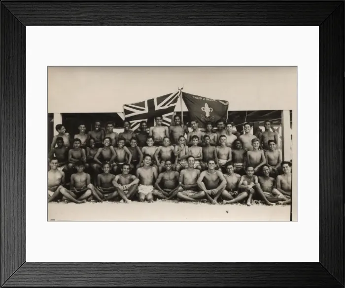 Framed Print : Group photo, boy scouts at Loyola Camp, British Honduras Framed Print : Group photo, boy scouts at Loyola Camp, British Honduras