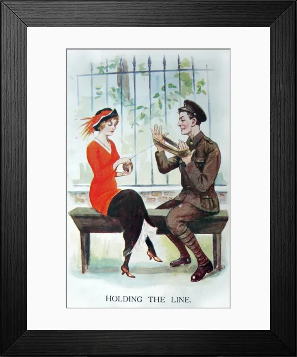 Framed Print : Holding the Line - WW1 knitting postcard Framed Print : Holding the Line - WW1 knitting postcard