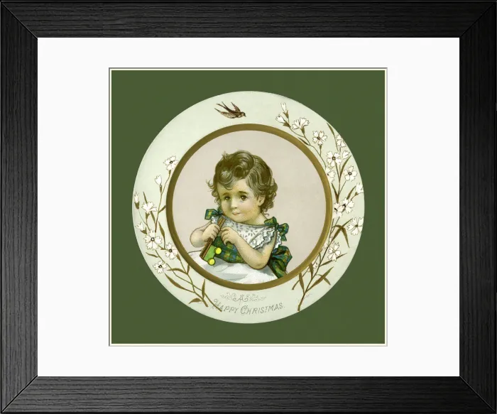 Framed Print : Victorian Xmas card