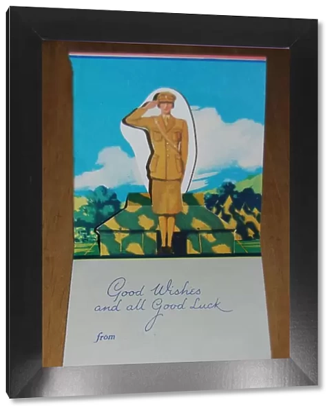 WW2 greetings card, ATS woman saluting