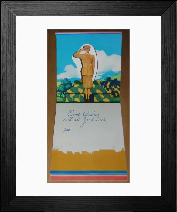 Framed Print : WW2 greetings card, ATS woman saluting Framed Print : WW2 greetings card, ATS woman saluting