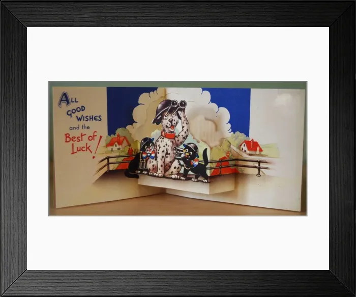 Framed Print : WW2 birthday card, dog and two cats Framed Print : WW2 birthday card, dog and two cats