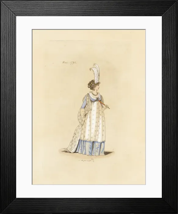 Framed Print : English woman in the fashion of May 1796 Framed Print : English woman in the fashion of May 1796