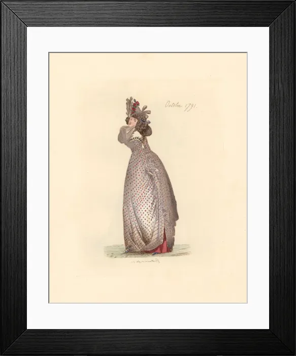 Framed Print : French woman wearing the fashion of October 1791 Framed Print : French woman wearing the fashion of October 1791
