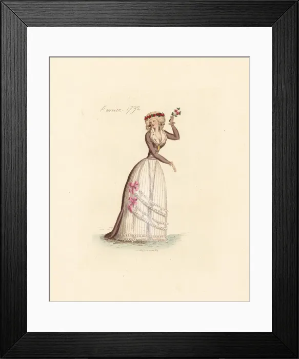 Framed Print : French woman wearing the fashion of February 1792 Framed Print : French woman wearing the fashion of February 1792