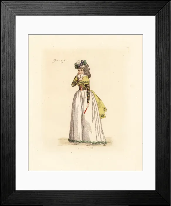 Framed Print : French woman wearing the fashion of June 1792 Framed Print : French woman wearing the fashion of June 1792