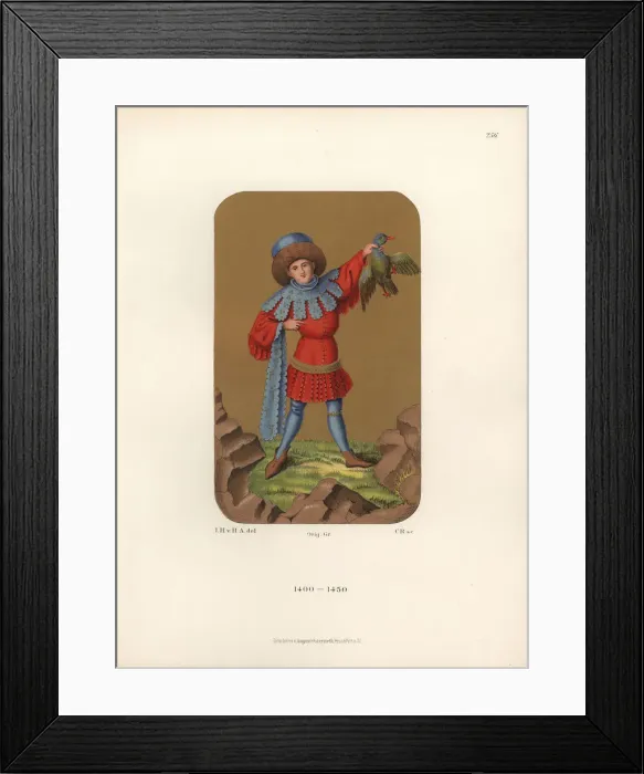 Framed Print : Male dress from the early 15th century Framed Print : Male dress from the early 15th century