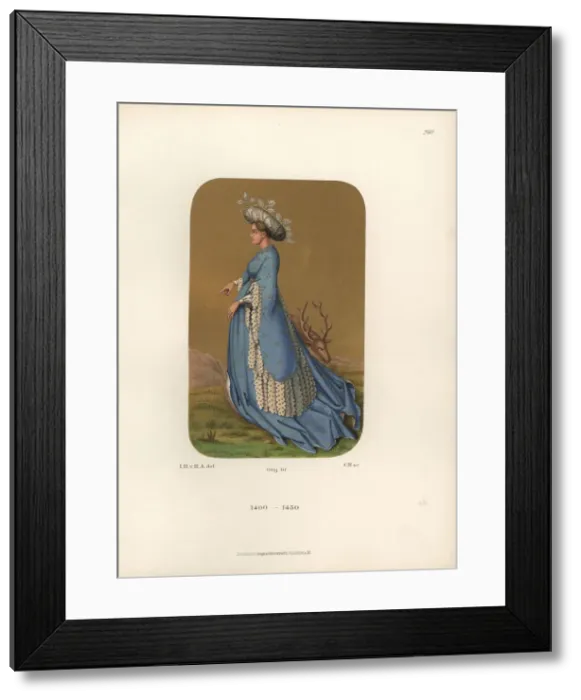 Framed Print : Womans dress from the early 15th century Framed Print : Womans dress from the early 15th century
