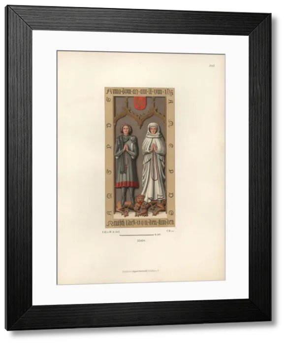 Framed Print : Bourgeoise fashion from a gravestone in St Framed Print : Bourgeoise fashion from a gravestone in St