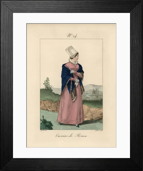 Framed Print : Tradeswoman of Rouen wearing a bonnet called a bavolet Framed Print : Tradeswoman of Rouen wearing a bonnet called a bavolet
