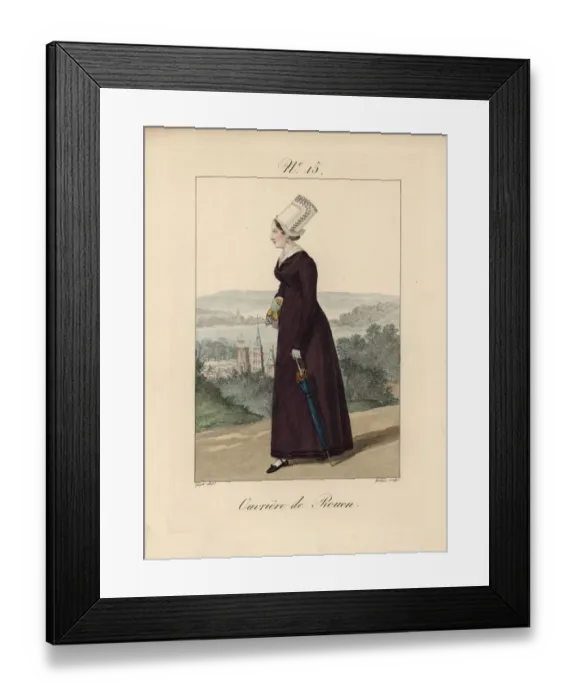 Framed Print : Tradeswoman of Rouen wearing a bonnet called a bavolet Framed Print : Tradeswoman of Rouen wearing a bonnet called a bavolet