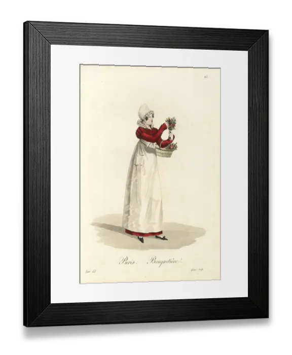 Framed Print : Flower seller, Paris, early 19th century Framed Print : Flower seller, Paris, early 19th century