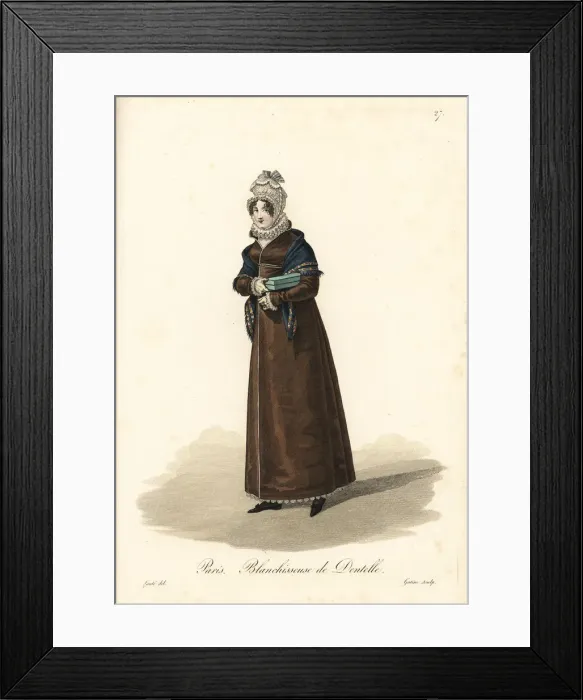 Framed Print : Lace laundress, Paris, early 19th century Framed Print : Lace laundress, Paris, early 19th century
