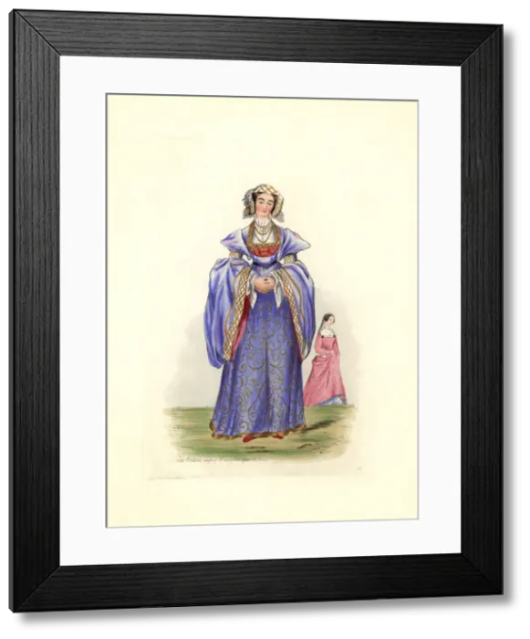 Framed Print : Female costume in the reign of Henry VIII after Holbein Framed Print : Female costume in the reign of Henry VIII after Holbein