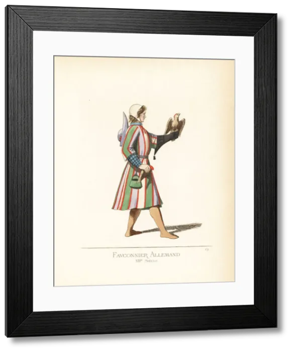 Framed Print : German falconer, 13th century Framed Print : German falconer, 13th century