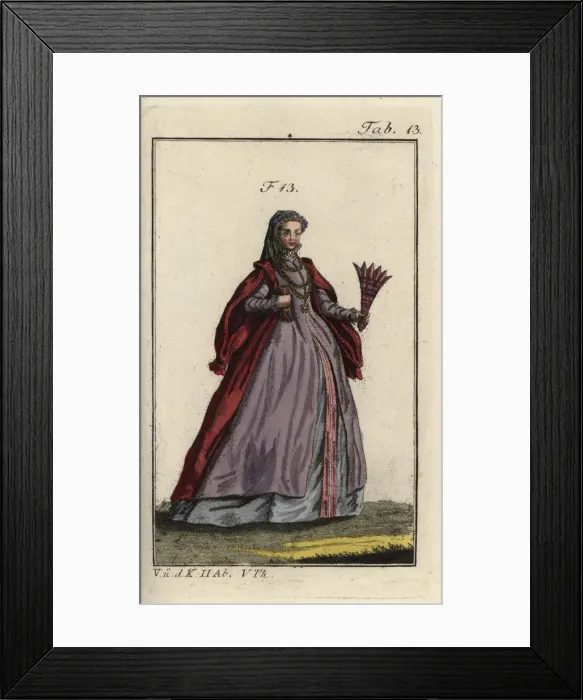 Framed Print : Woman of Naples with a feather fan in her hand Framed Print : Woman of Naples with a feather fan in her hand