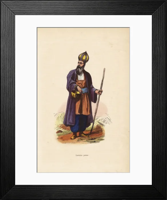 Framed Print : Dervish man from Persia (Iran) wearing onion-shaped hat