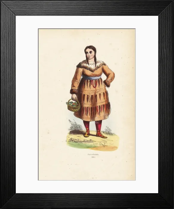 Framed Print : Kamtchadal woman in coat decorated with hair Framed Print : Kamtchadal woman in coat decorated with hair